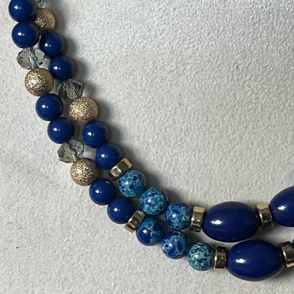 BOGO 80s to 90s Abalone Tassel Necklace. Faux Lapis Lazuli and Crystal Bead - Picture 4 of 12